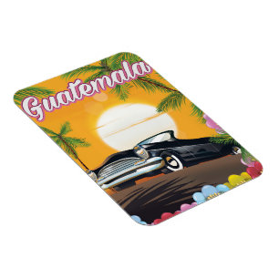 Ímã Cartaz de viagem de carro antigo da Guatemala
