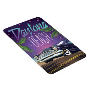 Ímã Cartaz de viagem de carro antigo de Daytona Beach