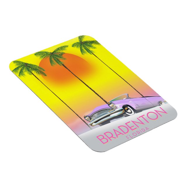 Ímã Cartaz de viagem de carro clássico de Bradenton Fl (Lado Direito)