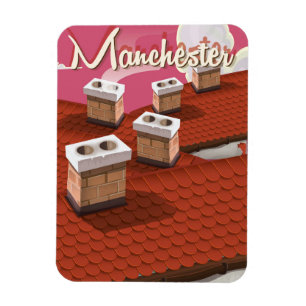 Ímã cartaz de viagem de desenho animado de Manchester,