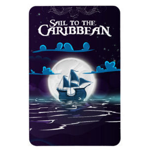 Ímã Cartaz de viagem de desenho animado de pirata cari