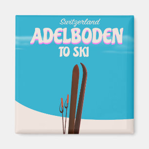 Imã cartaz de viagem de esqui Adelboden Suíça