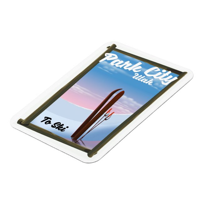 Ímã Cartaz de viagem de esqui da cidade de Park Utah (Left Side)