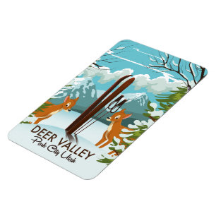 Ímã Cartaz de viagem de esqui Deer Valley Park City Ut