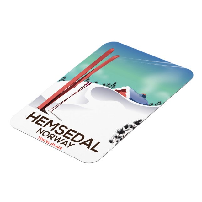Ímã Cartaz de viagem de esqui Hemsedal Noruega (Left Side)