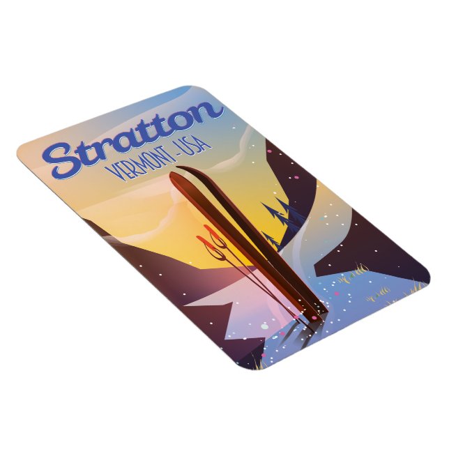 Ímã Cartaz de viagem de esqui Stratton Vermont (Lado Direito)