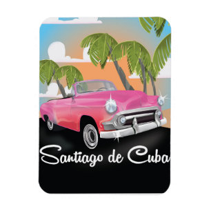 Ímã Cartaz de viagem de férias vintage de Santiago de