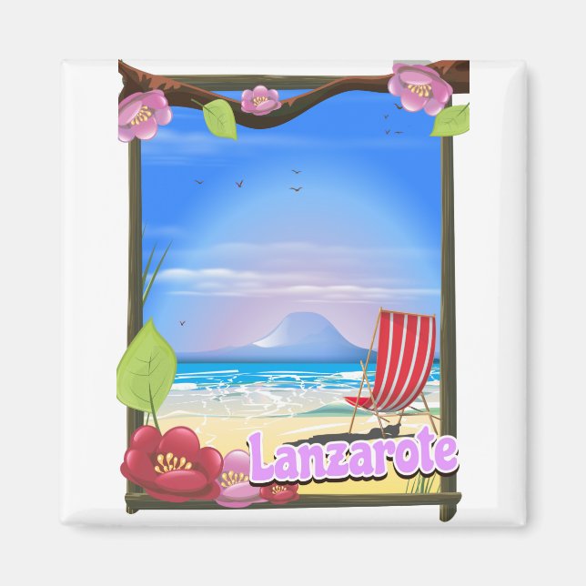 Imã Cartaz de viagem de Lanzarote (Frente)