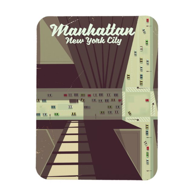Ímã Cartaz de viagem de Manhattan Nova York. (Vertical)
