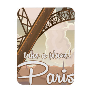 Ímã Cartaz de viagem de Paris vintage em desenho anima