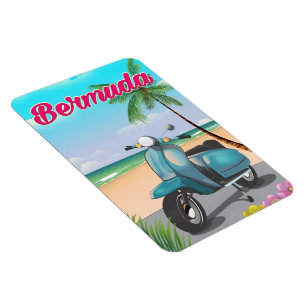 Ímã cartaz de viagem de scooter da praia das Bermudas