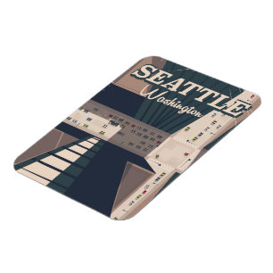 Ímã Cartaz de viagem de Seattle, estado de Washington