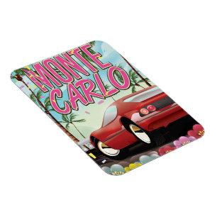 Ímã cartaz de viagem de supercarro de Monte Carlo