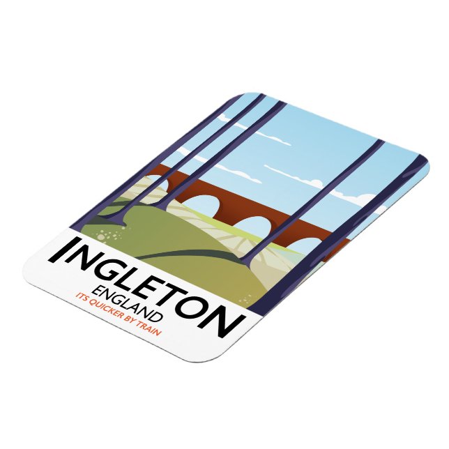 Ímã cartaz de viagem de trem Ingleton Inglaterra (Left Side)