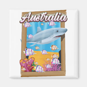 Imã Cartaz de viagem de tubarão submarino da Austrália