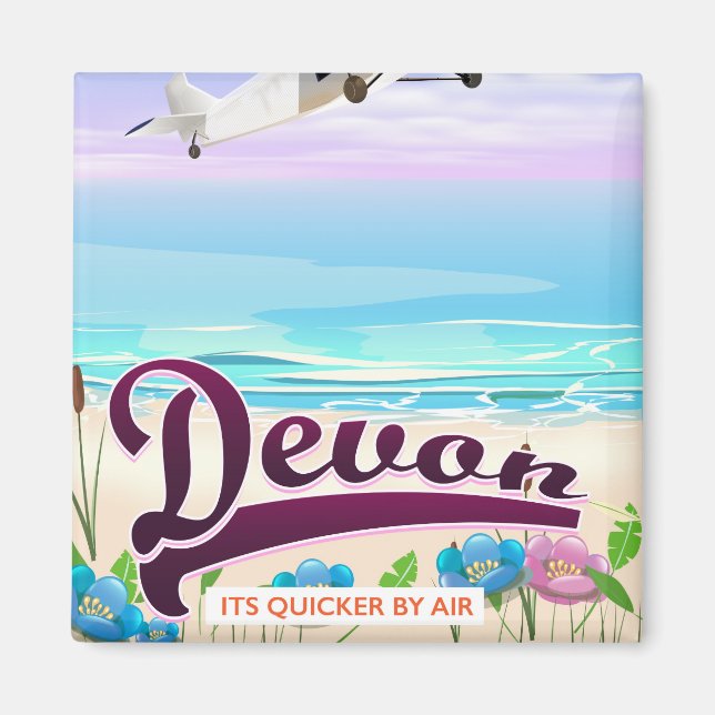 Imã Cartaz de viagem de voo antigo de Devon (Frente)