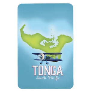 Ímã Cartaz de viagem de voo do mapa de Tonga