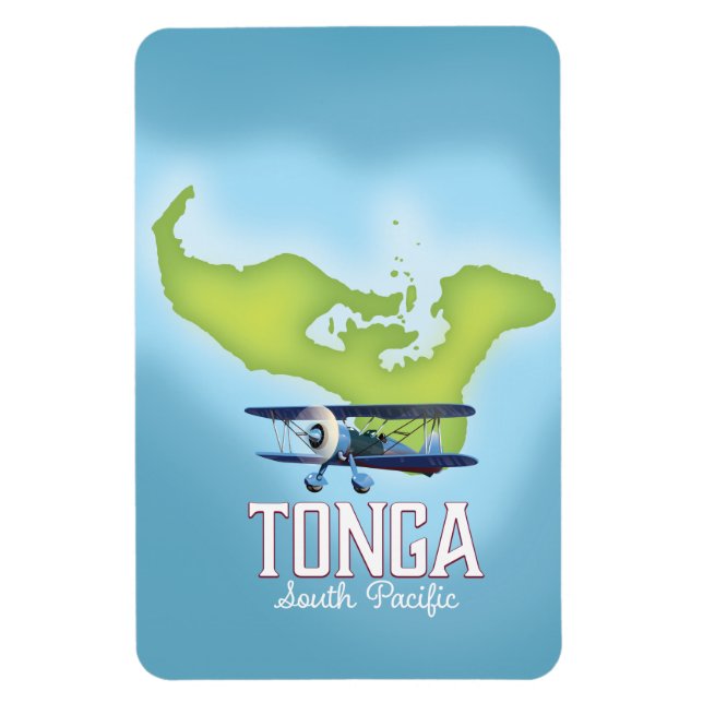 Ímã Cartaz de viagem de voo do mapa de Tonga (Vertical)