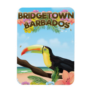 Ímã Cartaz de viagem do Bridgetown Barbados Toucan