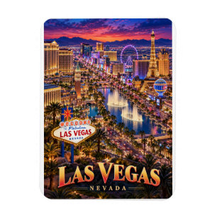 Ímã Cartaz de Viagem do Horizonte de Las Vegas Nevada 