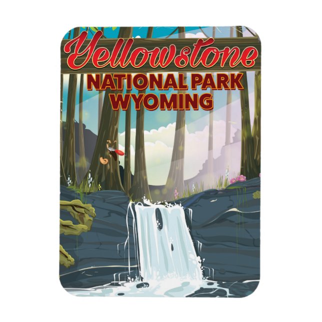 Ímã Cartaz de viagem do Parque Nacional de Yellowstone (Vertical)