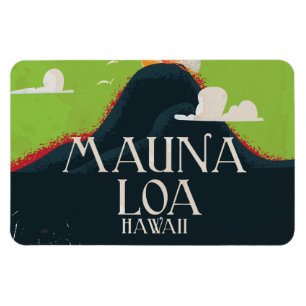 Ímã Cartaz de Viagem do Vulcão Mount Loa do Havaí