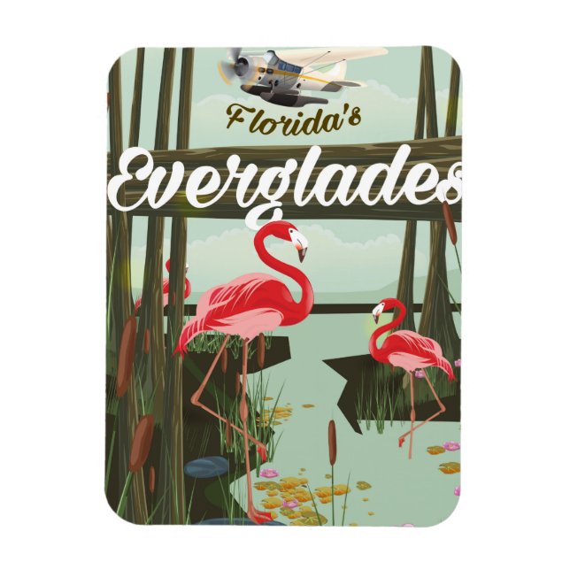 Ímã cartaz de viagem dos Everglades da Flórida em dese (Vertical)