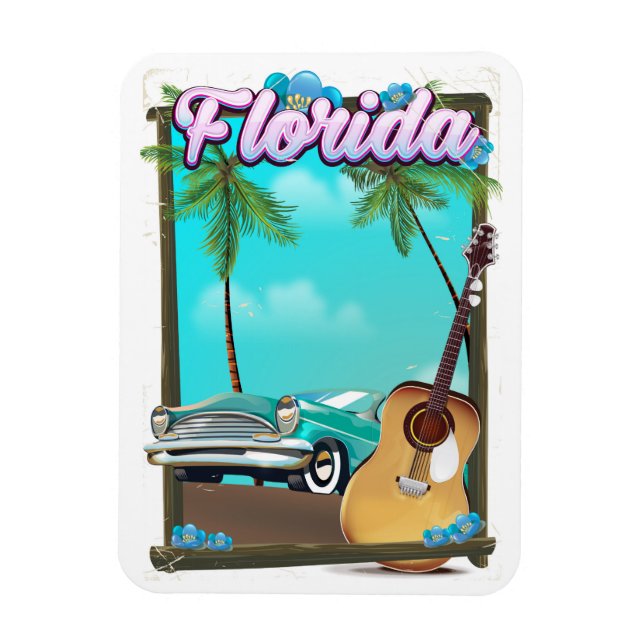 Ímã Cartaz de viagem estilo retrô da Flórida (Vertical)