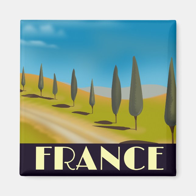 Imã cartaz de viagem estilo retrô da França (Frente)