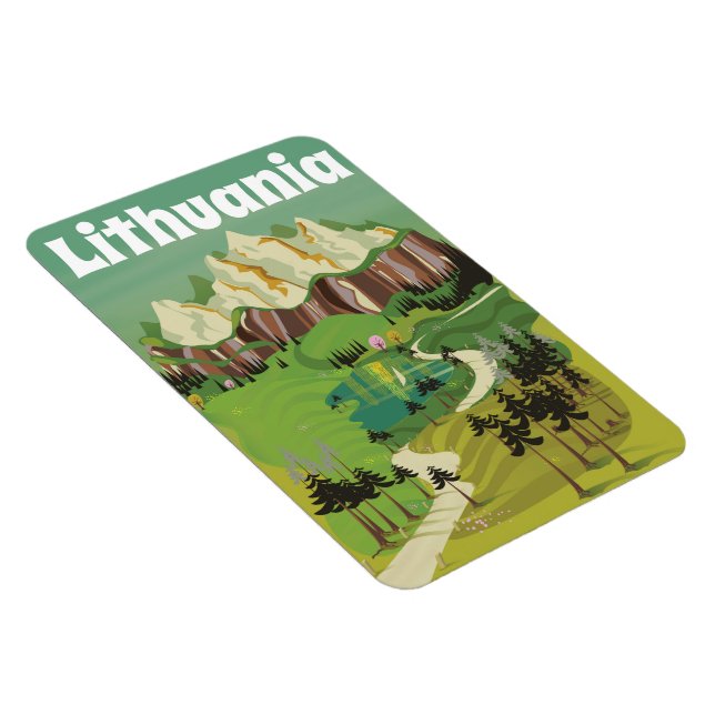 Ímã Cartaz de viagem estilo retrô da Lituânia (Lado Direito)
