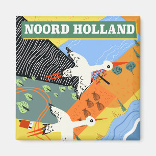 Imã Cartaz de viagem estilo vintage Noord Holland