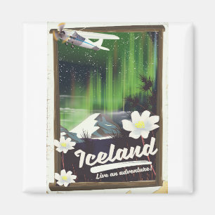 Imã Cartaz de viagem estilo vintage paisagem da Islând