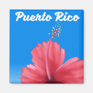 Imã Cartaz de viagem Flor de maga de Porto Rico
