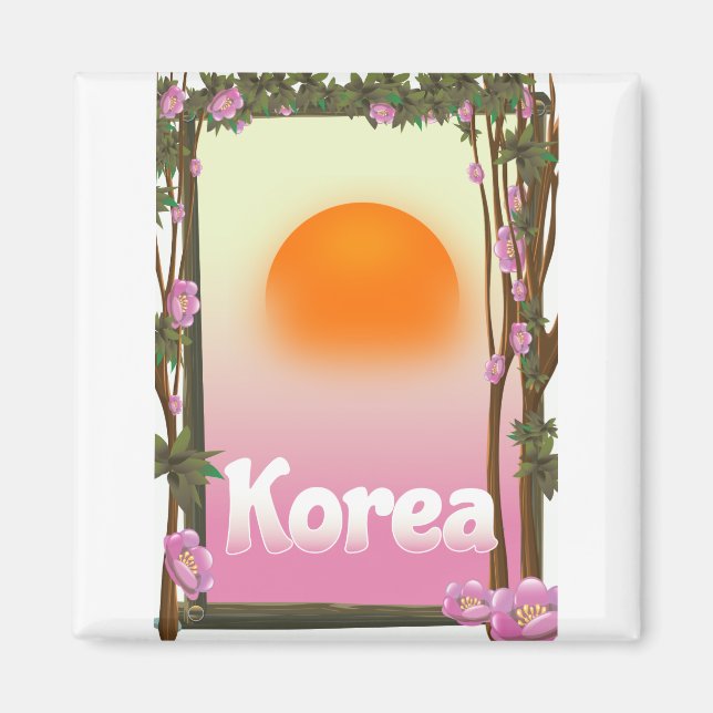 Imã cartaz de viagem Flores da Coreia (Frente)