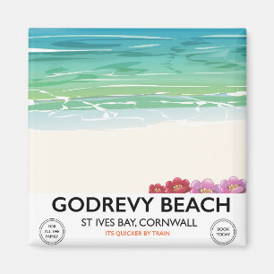 Imã Cartaz de viagem Godrevy Beach St Ives Bay, Cornwa