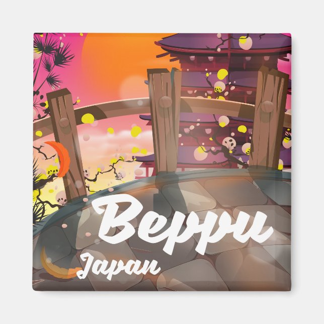 Imã Cartaz de viagem japonês Beppu (Frente)