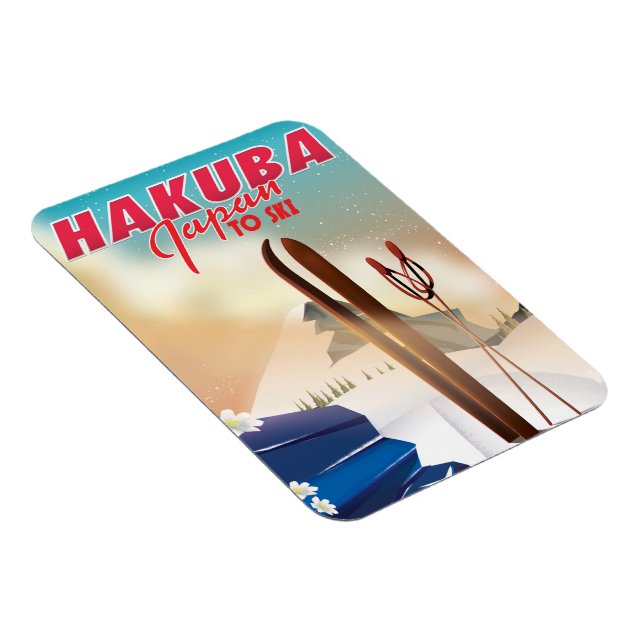 Ímã Cartaz de viagem japonês Hakuba. (Lado Direito)