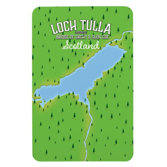 Ímã Cartaz de viagem Loch Tulla Escócia Mapa (Vertical)