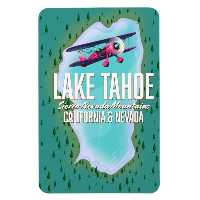 Ímã cartaz de viagem mapa do lago Tahoe (Vertical)