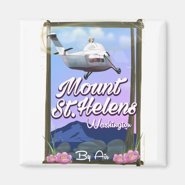 Imã Cartaz de viagem Monte St. Helens Washington (Frente)