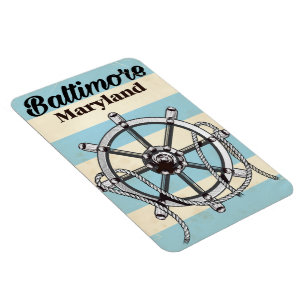 Ímã cartaz de viagem náutico vintage Baltimore Marylan