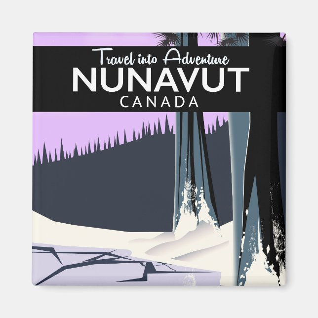 Imã cartaz de viagem Nunavut Canadá (Frente)