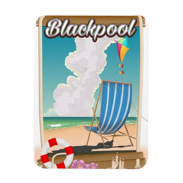 Ímã cartaz de viagem para a praia de Blackpool (Vertical)
