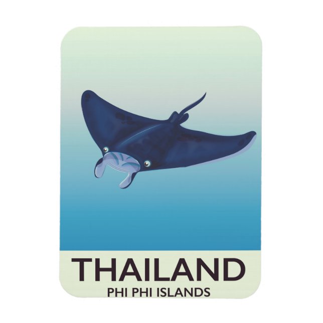 Ímã Cartaz de viagem para as Ilhas Phi Phi na Tailândi (Vertical)