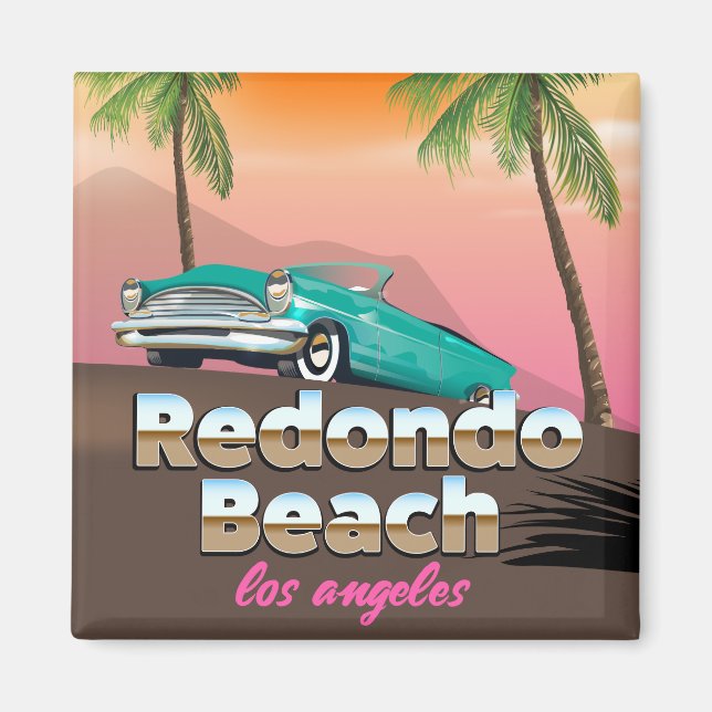 Imã Cartaz de viagem Redondo Beach LA (Frente)