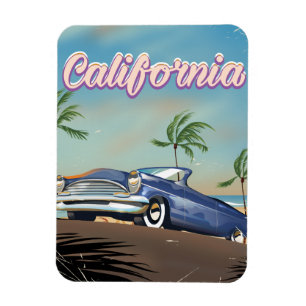 Ímã cartaz de viagem retrô de automóvel vintage da Cal