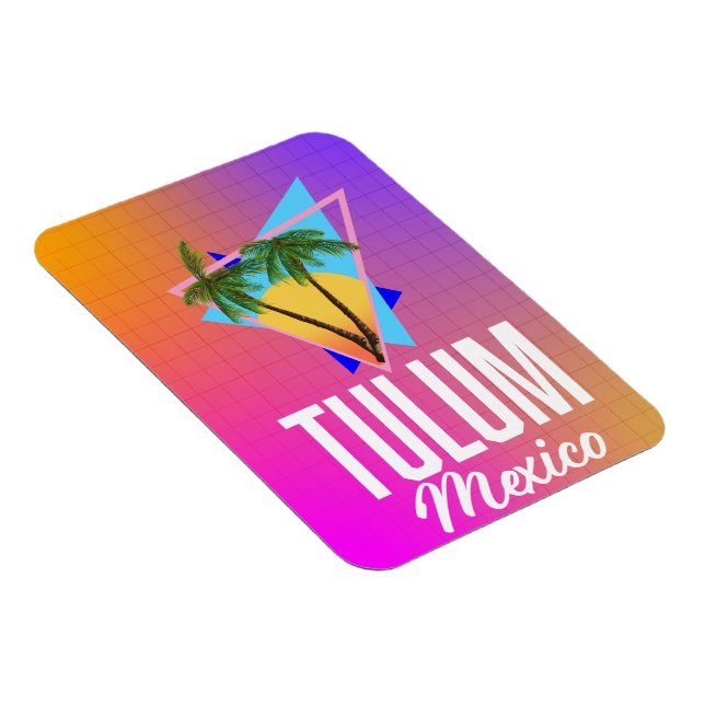 Ímã Cartaz de viagem retrô Tulum México. (Lado Direito)