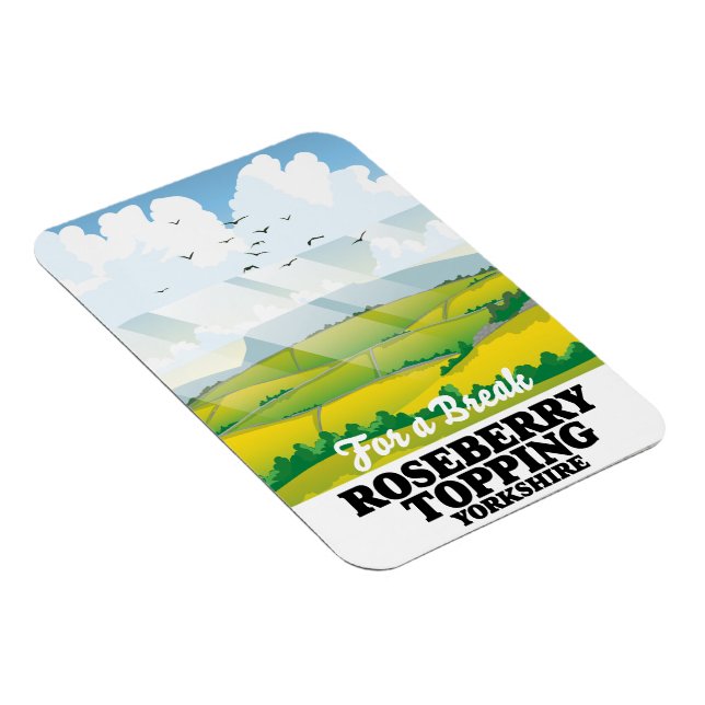 Ímã Cartaz de viagem Roseberry Topping Yorkshire (Lado Direito)