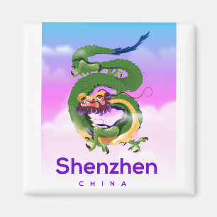 Imã cartaz de viagem Shenzhen China Dragon