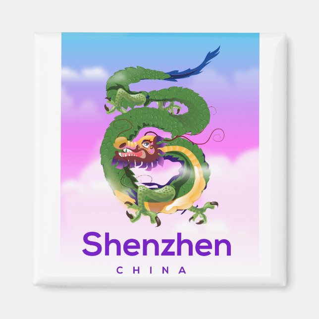 Imã cartaz de viagem Shenzhen China Dragon (Frente)